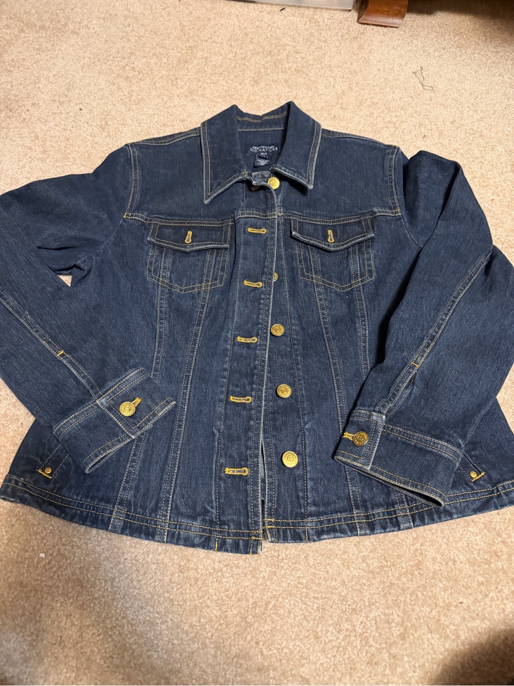 Jones New York Signature dark rinse stretch denim jacket size petite large